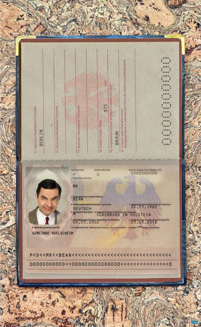 Download Germany passport (2005 2017) photo look Photoshop template